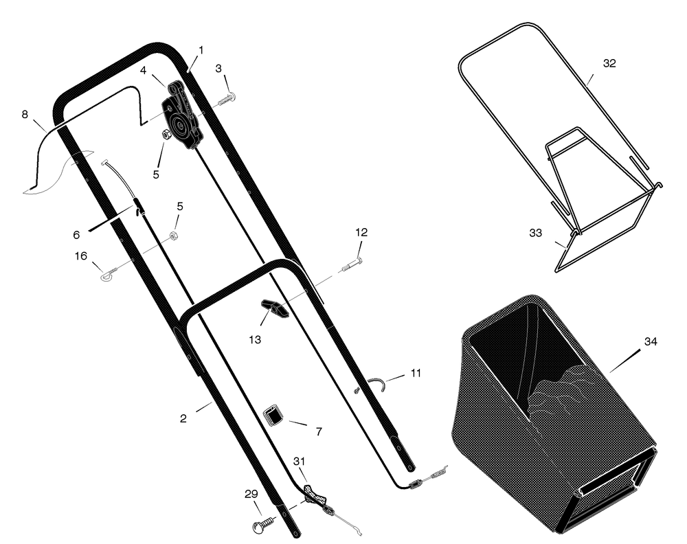 Handle Assembly Diagram and Parts List for 22865X50C 2004 Briggs and Stratton Lawn Mower
